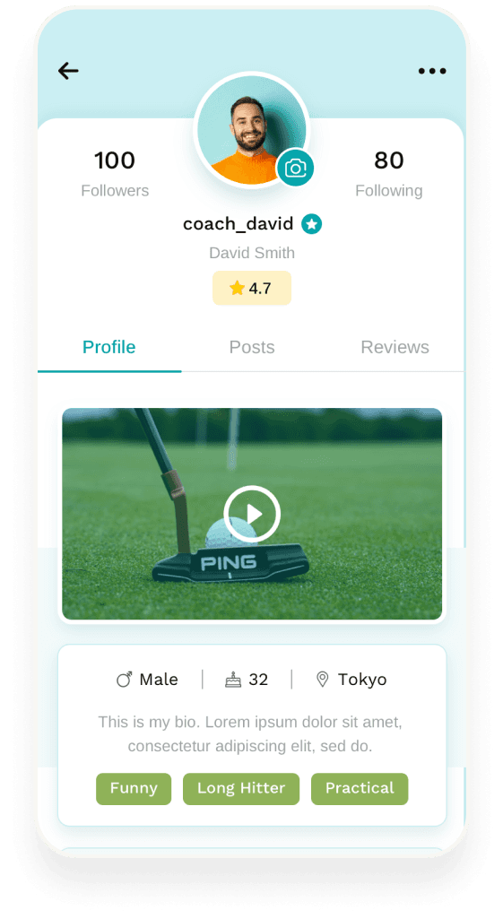 EnGolfer : Super-app for Golf Players, Coaches, and Facilities designs