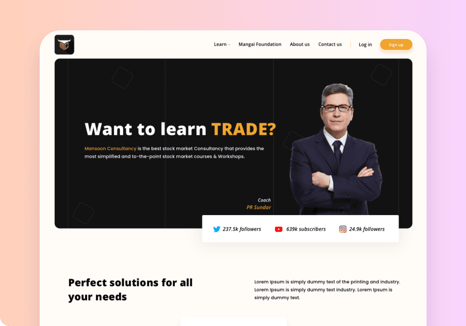 PR Sundar: e-Learning Platform for Trading Courses